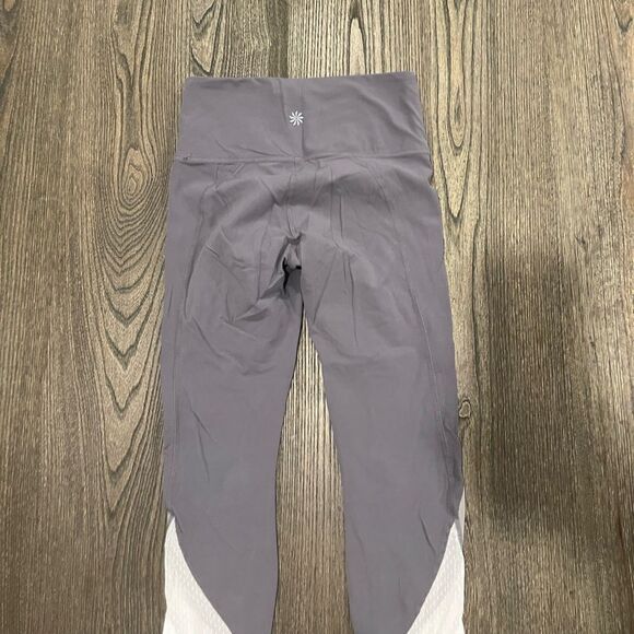 Athleta Salutation Leggings Mesh Colorblock High Rise Yoga Tights Gray White XS - Picture 8 of 8
